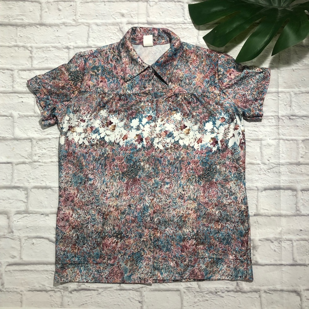 Vintage 1970’s LIND-CLARE Oversized Floral Blouse - Picture 1 of 8